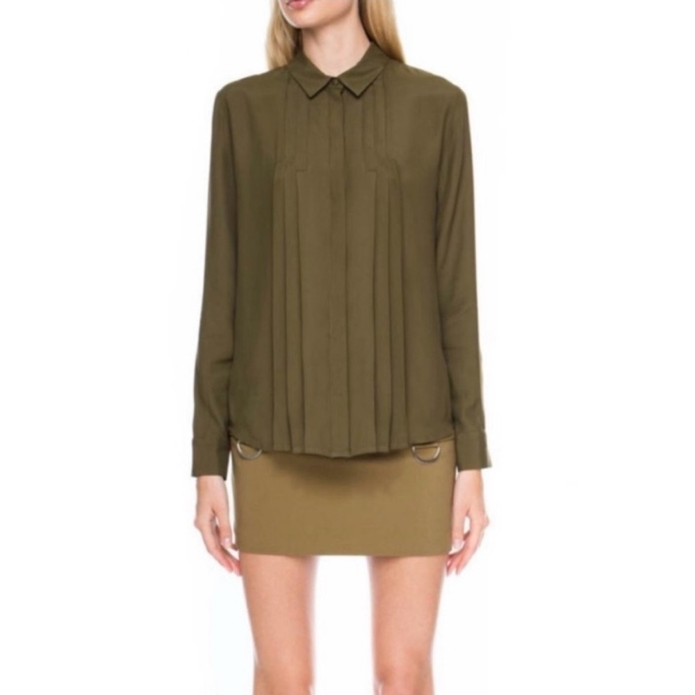 C/MEO COLLECTIVE Pleated Button Up Blouse